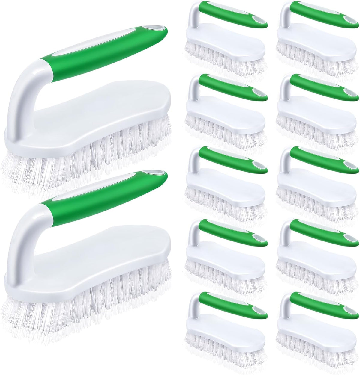 Lallisa 12 Pcs Scrub Brush for Cleaning with Handle Comfortable to Grip Heavy-Duty Flexible Stiff