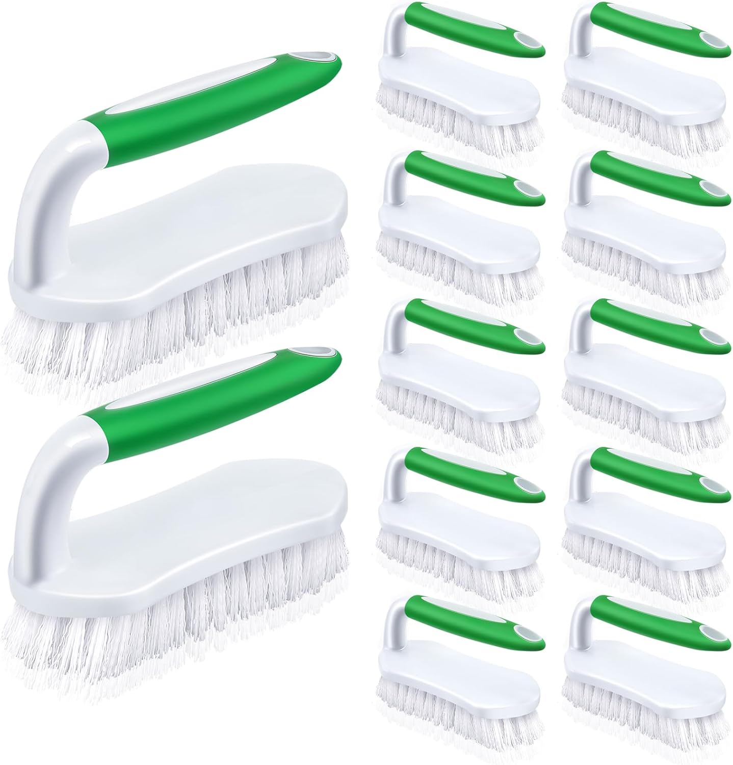 Lallisa 12 Pcs Scrub Brush for Cleaning with Handle Comfortable to Grip Heavy-Duty Flexible Stiff