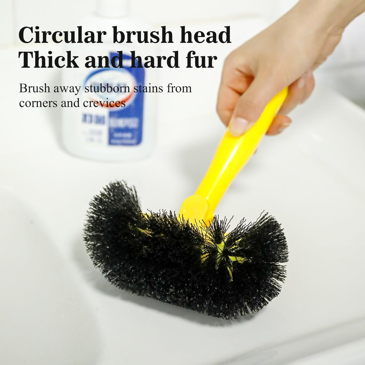 Grout Cleaning Brush with Long Handle - Hard Bristle Hand Held Grout Cleaner Brush for Tile Grout