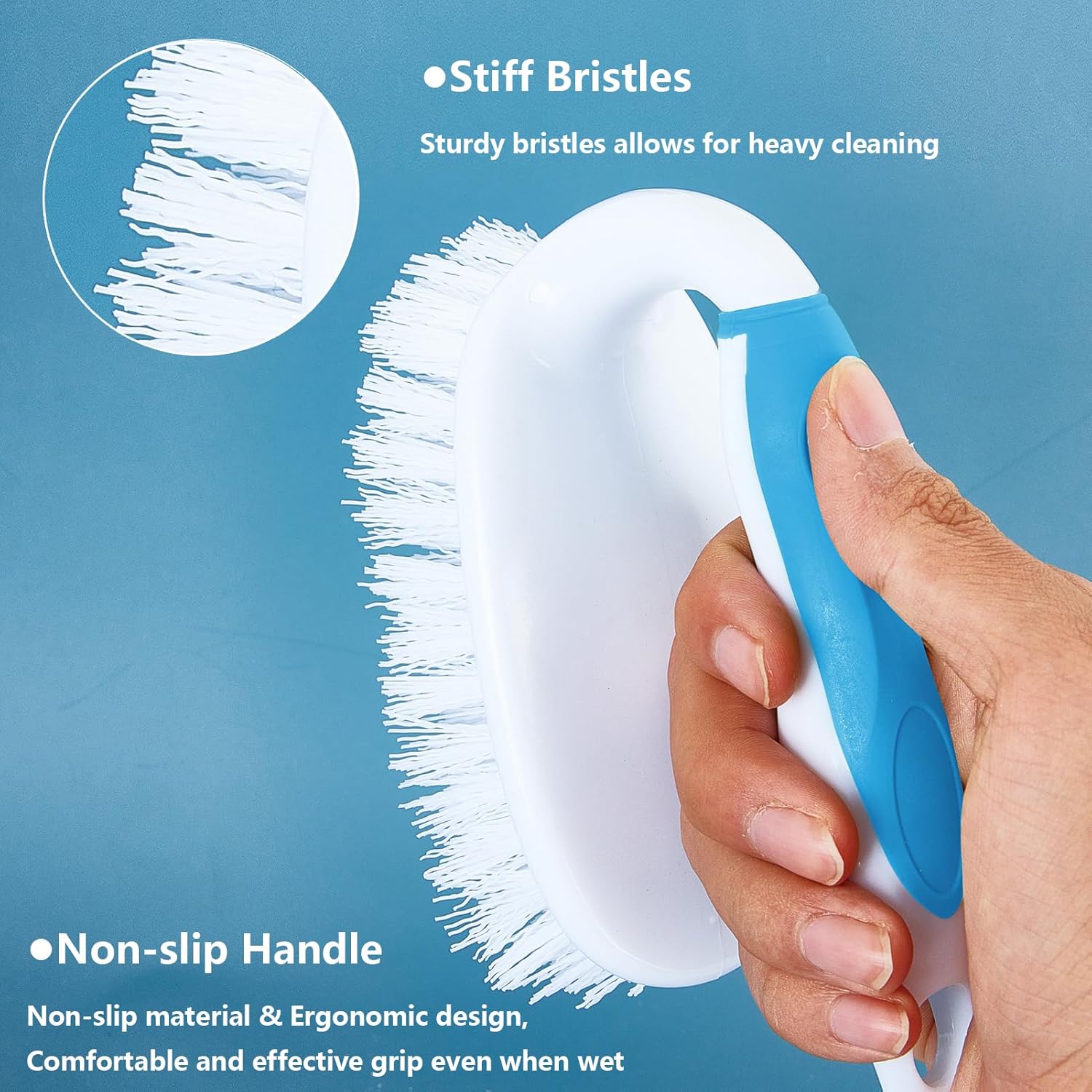 Scrub Brush Set, 4 Pack Deep Cleaning Brush Kit - 2 Scrub Brush, 2 Tile & Grout Brush with Built-in