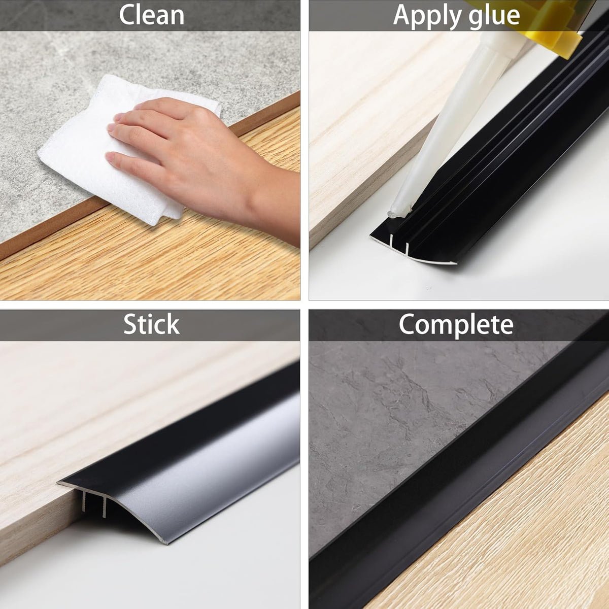 Gaahing Aluminum Floor Transition Threshold Strip, Bridge The Height Gap Between 0.2 to 0.5 inches