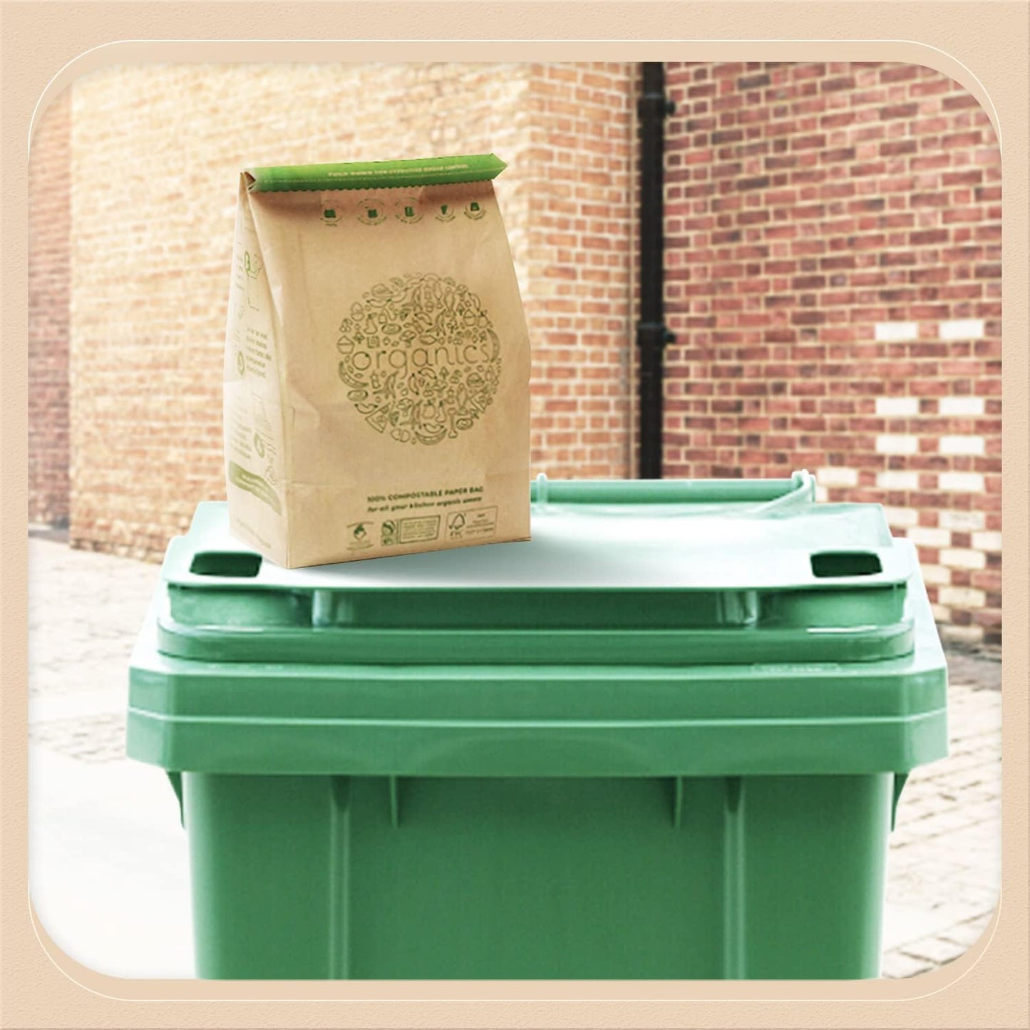 Hytrend-Kitchen Food Waste Bag-35 Bags-%100 Compostable paper Bag - Leak Resistant Liner - Plastic