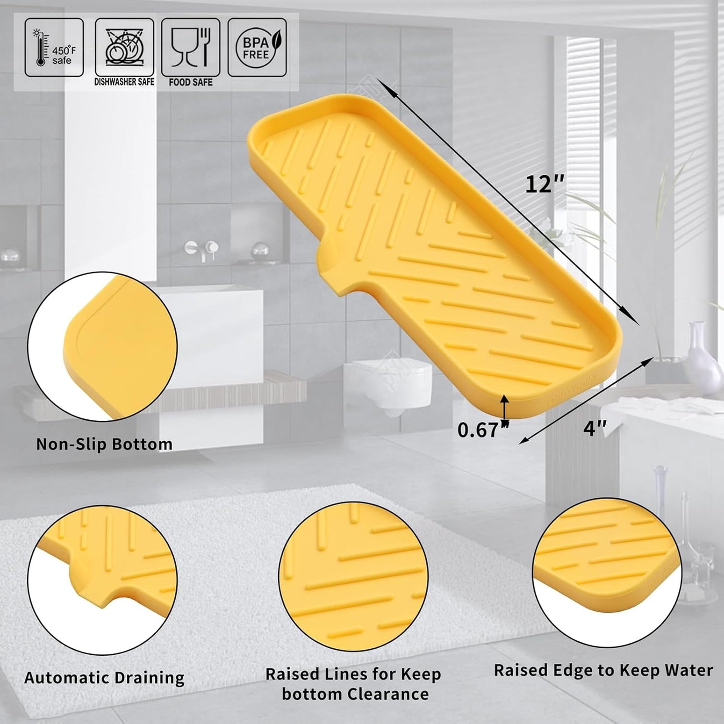 Silicone Bathroom Soap Dishes with Drain Spout-Bathroom and Kitchen Sink Organizer,Sponge