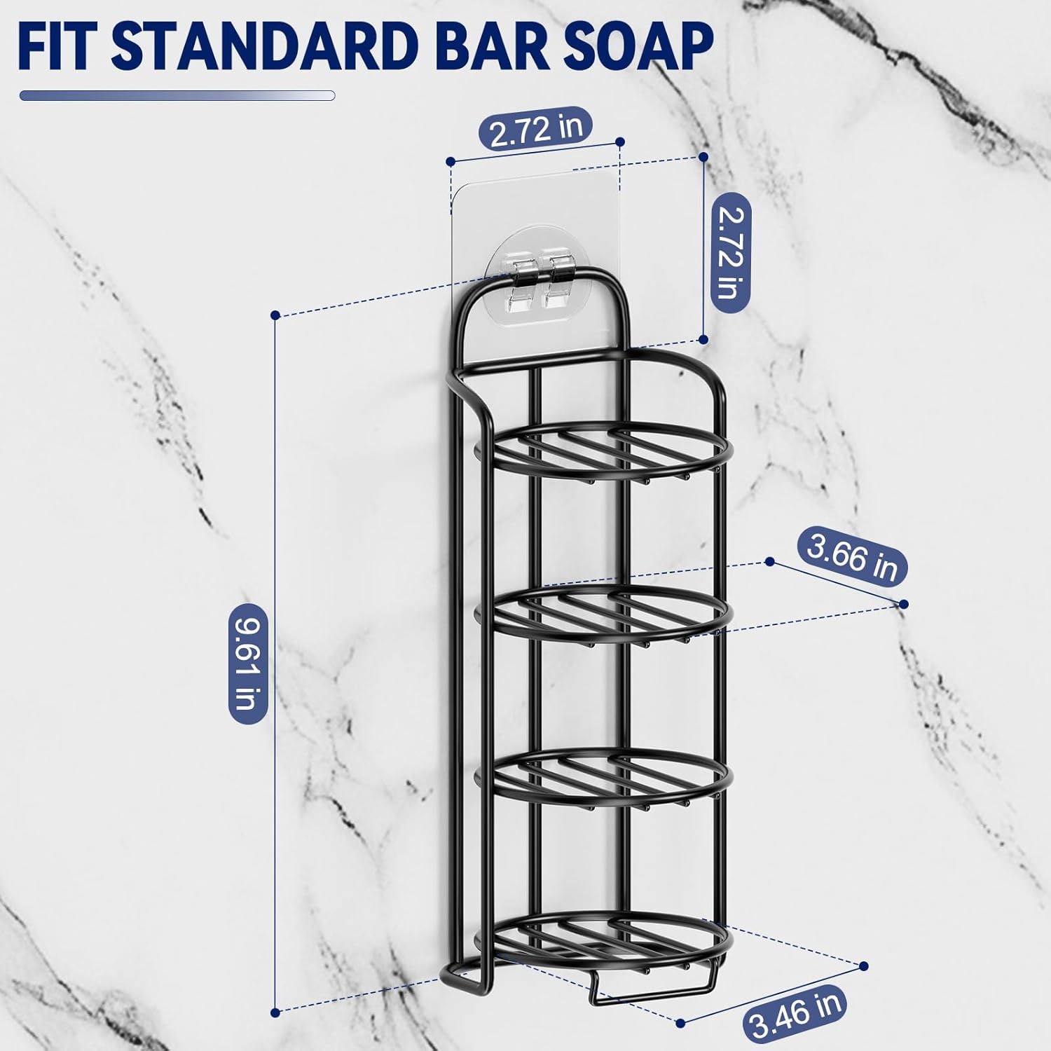4-Tier Shower Soap Shampoo Bar Holder, Self Adhesive & Freestanding Draining Soap Dish Caddy for