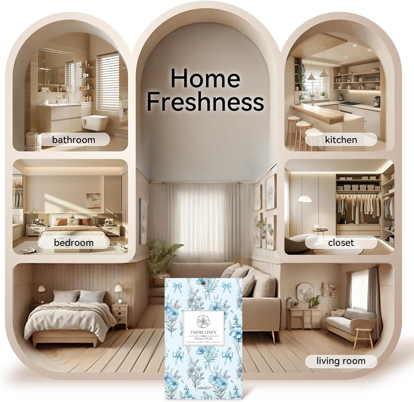 MYARO 20 Packs Fresh Linen Sachets for Drawer and Closet, Long-Lasting Sachets Bags Air Freshener