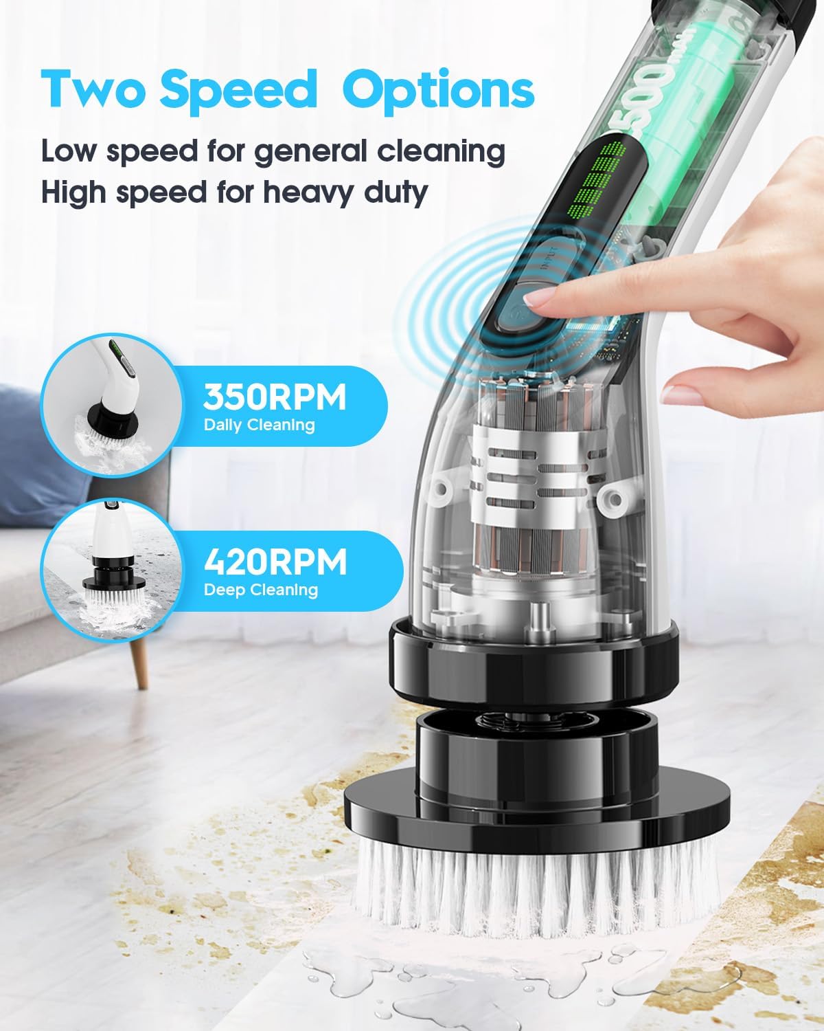Electric Spin Scrubber for Cleaning Bathroom: Cordless Power Shower Scrubber - Electric Cleaning