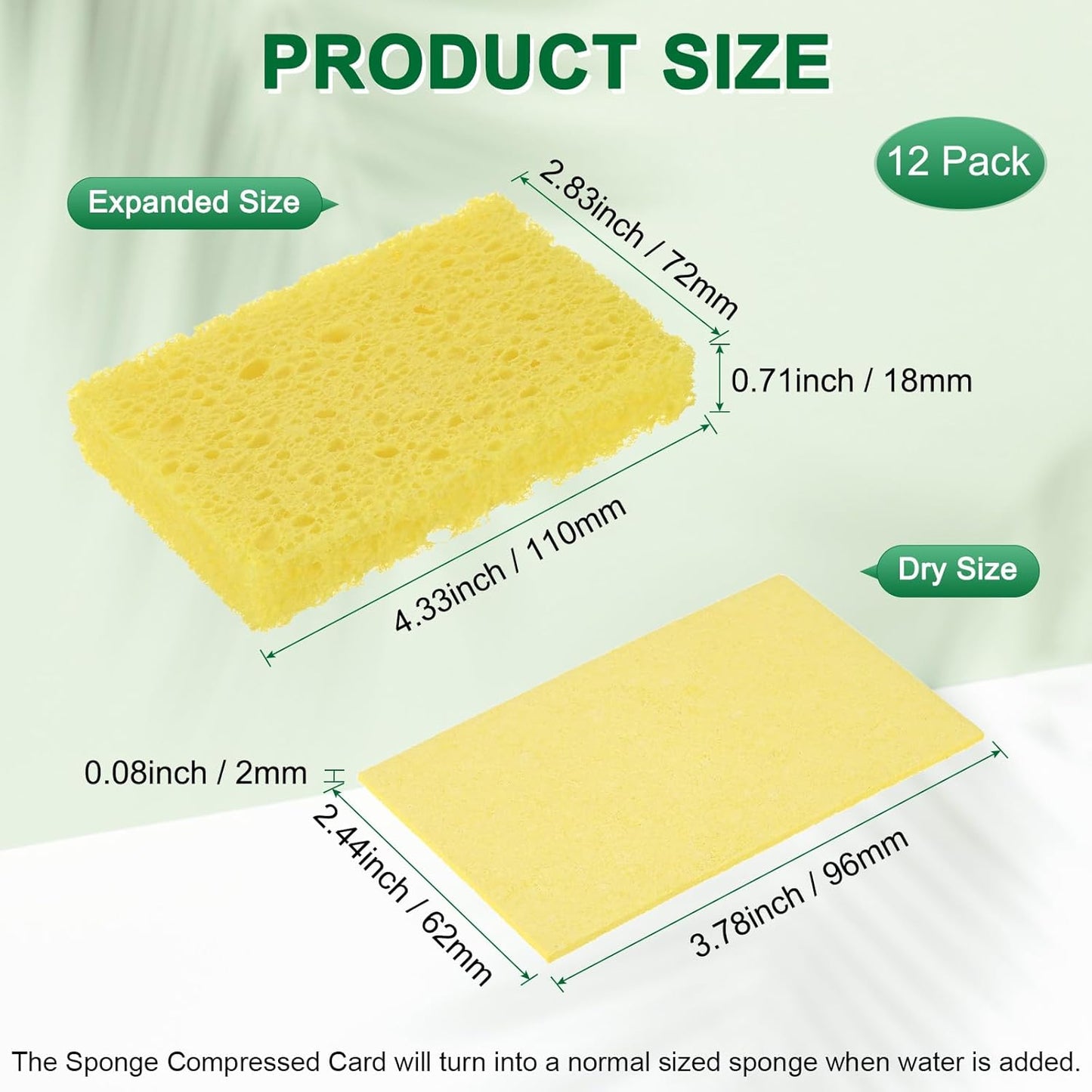 12-Pack Kitchen Sponges, Condense Eco Cellulose Non-Scratch Scrub Heavy Sponge for