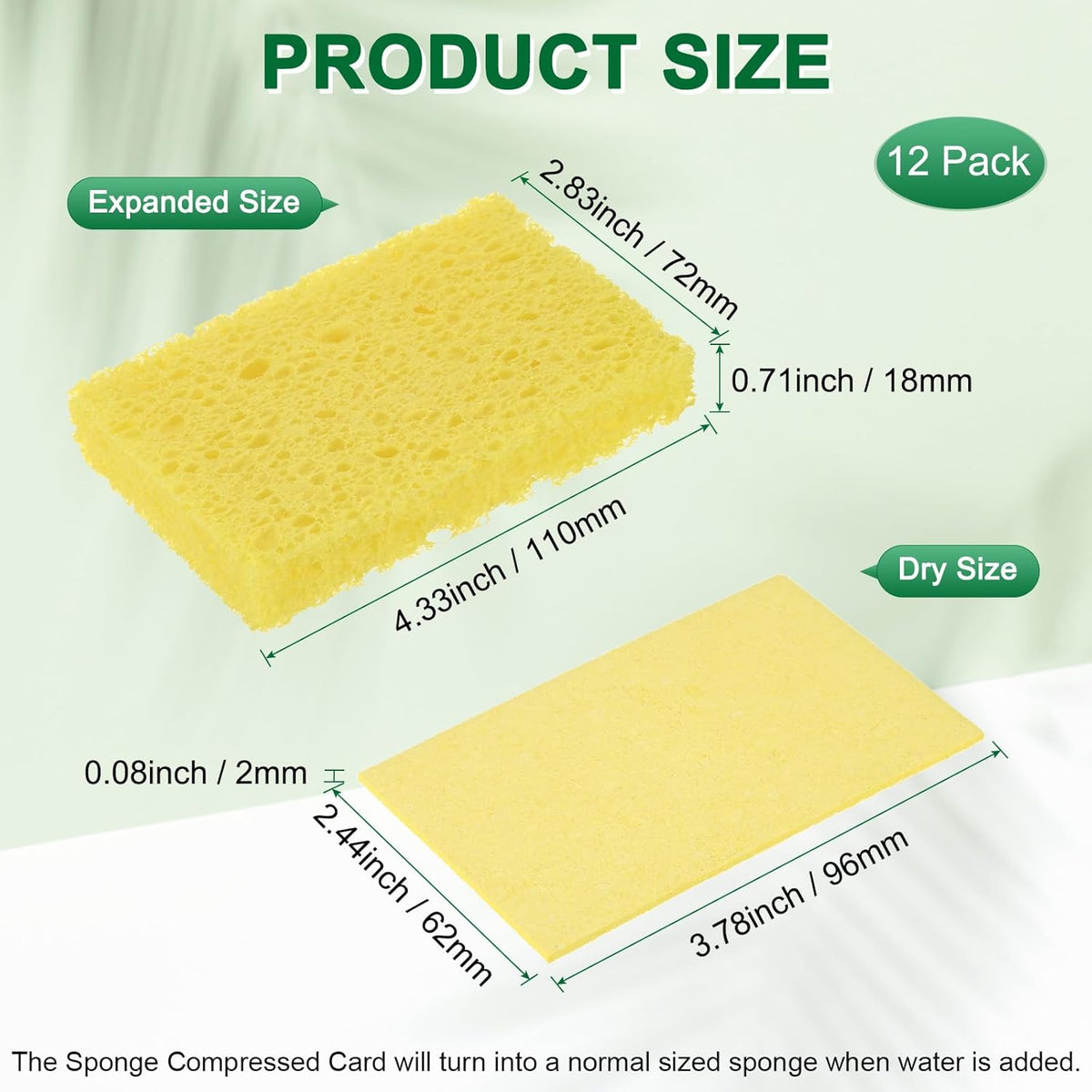 12-Pack Kitchen Sponges, Condense Eco Cellulose Non-Scratch Scrub Heavy Sponge for