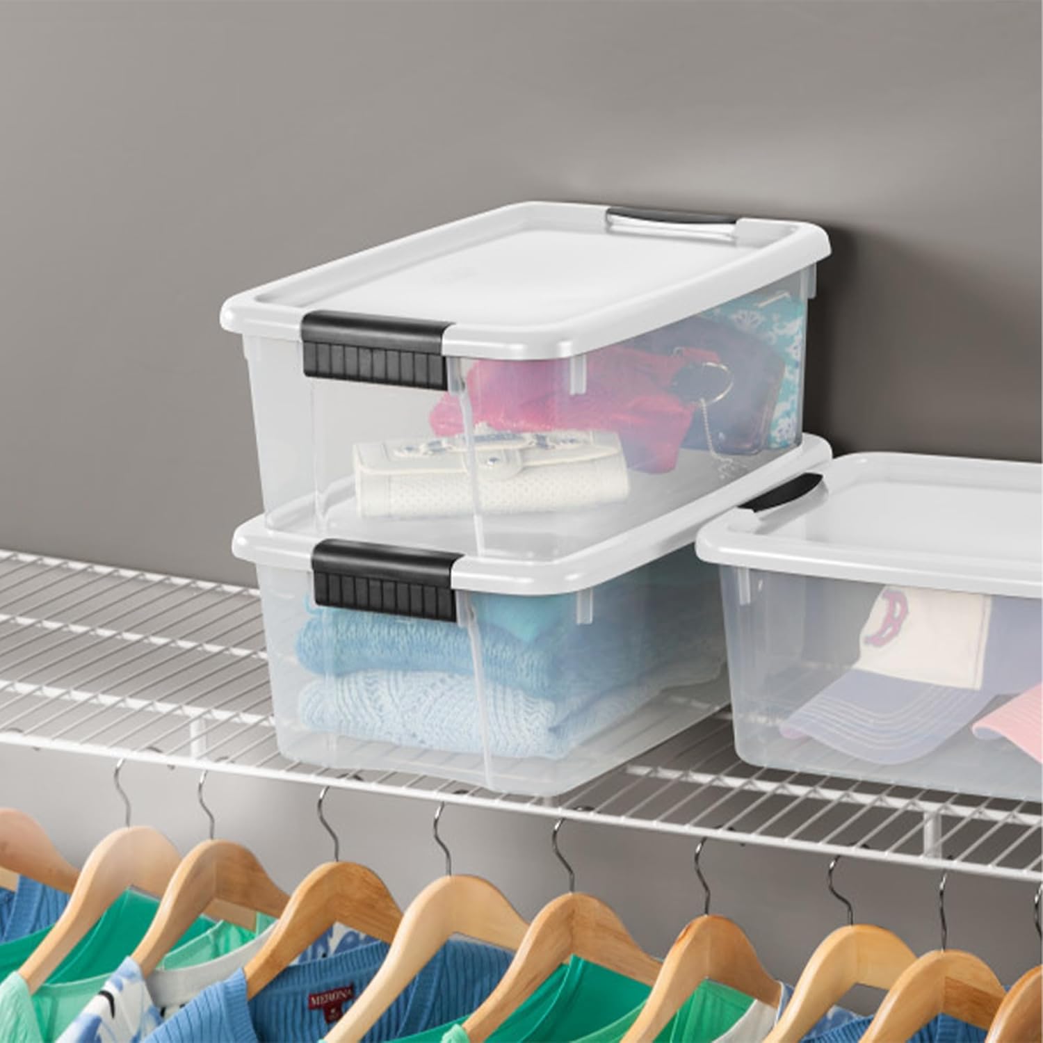 Sterilite 18-Pack Ultra Latching Box, Storage Bins with Lids, Clear Plastic, 18 Quart - Heavy-Duty
