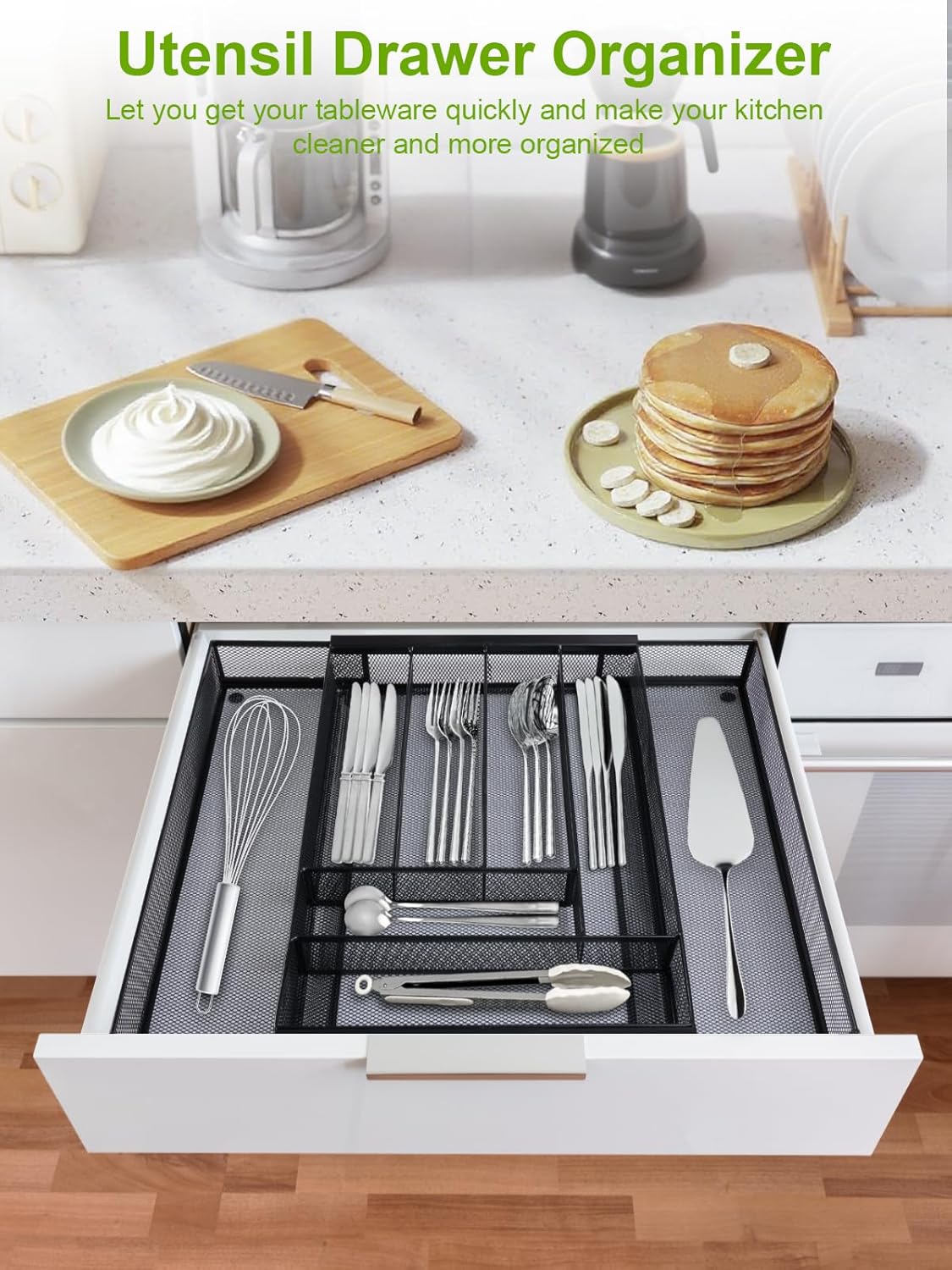Silverware Organizer Metal Mesh, Large Drawer Organizer, Utensil Cutlery Tray for kitchen drawers