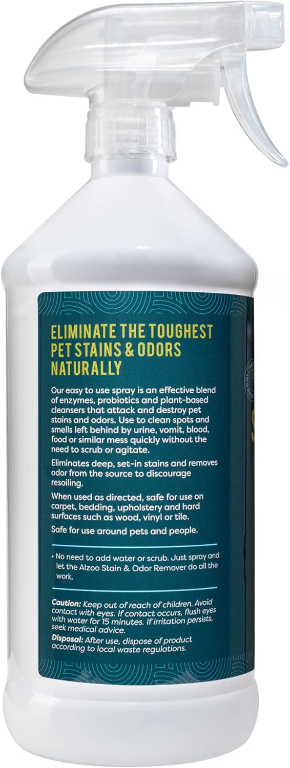ALZOO Stain & Odor Remover, Quickly Lifts & Dissolves Pet Stains & Helps Eliminate Odors, 100%