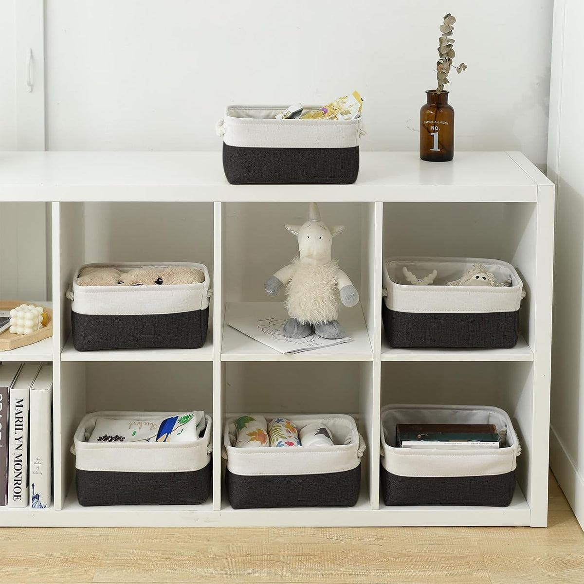 TheWarmHome Storage Bins for Shelves - 6 Pack 11.8x7.8x5.2 inch Collapsible Storage Cubes, Basket