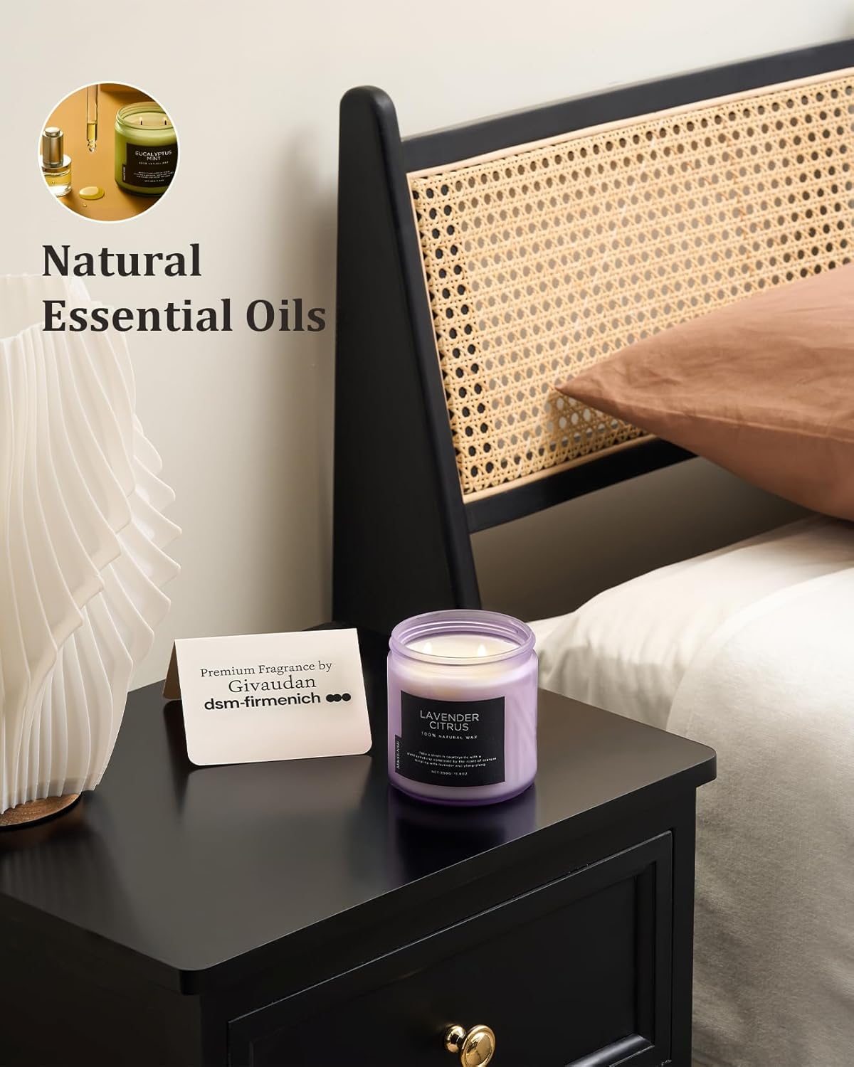 M&SENSE Soy Candles for Home Scented, 11.6oz Lavender Citrus Scent Aromatherapy 70H Burn Time