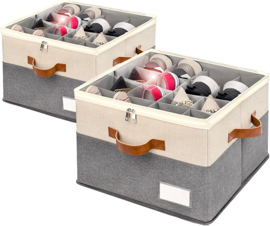 Shoe Organizer for Closet, Foldable Shoe Storage Bins with Clear Cover, Space Saving Shoes Holder