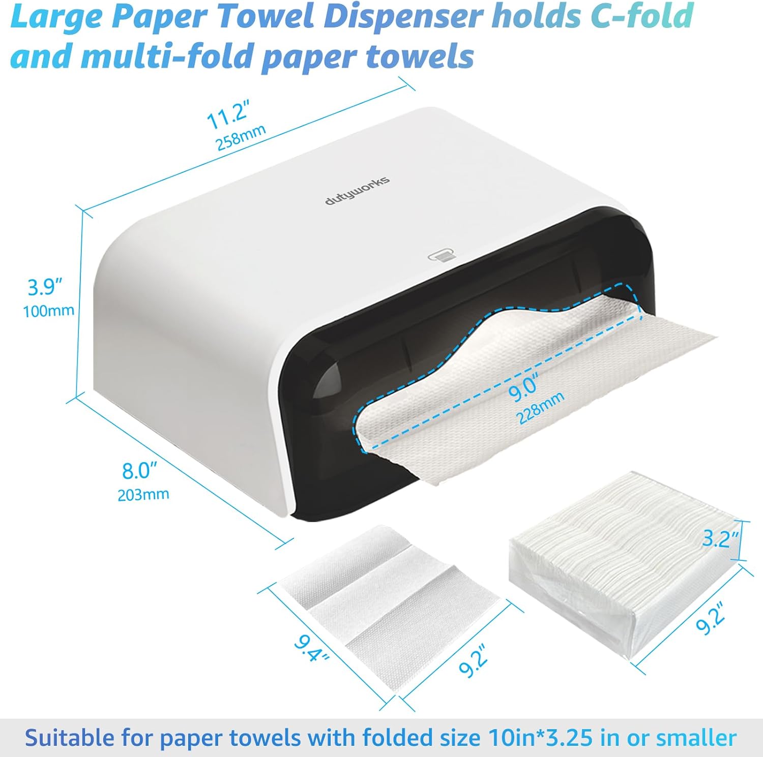 Paper Towel Dispenser Wall Mount, Multifold Paper Towel Holder Adhesive Hand Towel Dispenser for