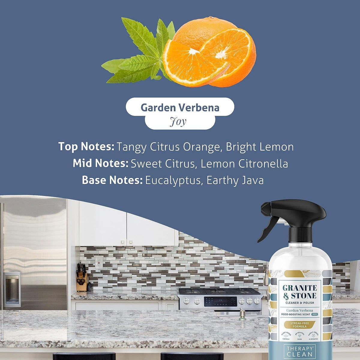 Therapy Granite Countertop Cleaner & Polish (2 Pack - With Microfiber) - pH Neutral, Marble