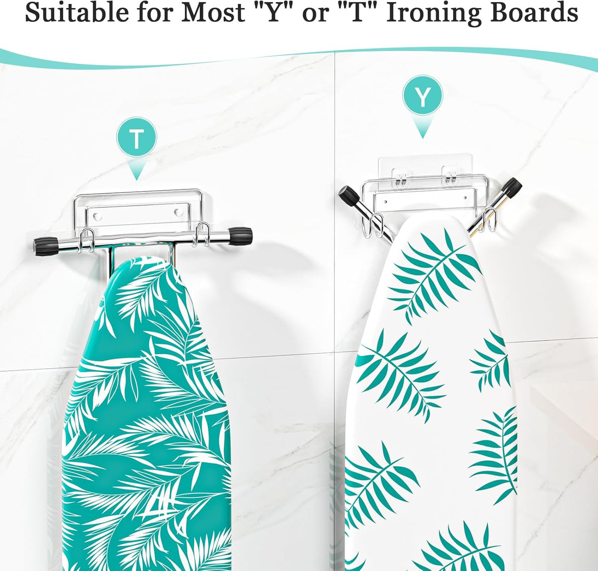 Ironing Board Hanger Wall Mount, Ironing Board Holder for T or Y Leg, Stainless Steel Iron Board