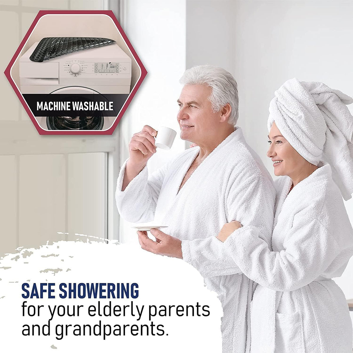 ENKOSI Extra Large Square Non Slip Shower Mat - 31 x 31-inch XL Bathroom Shower Mat - Square Shower