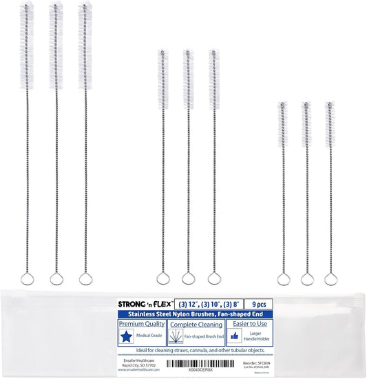 Strong 'n Flex Nylon Straw Cleaner Brushes – Fan-Shaped End for Tight Spaces, Ideal for Reusable