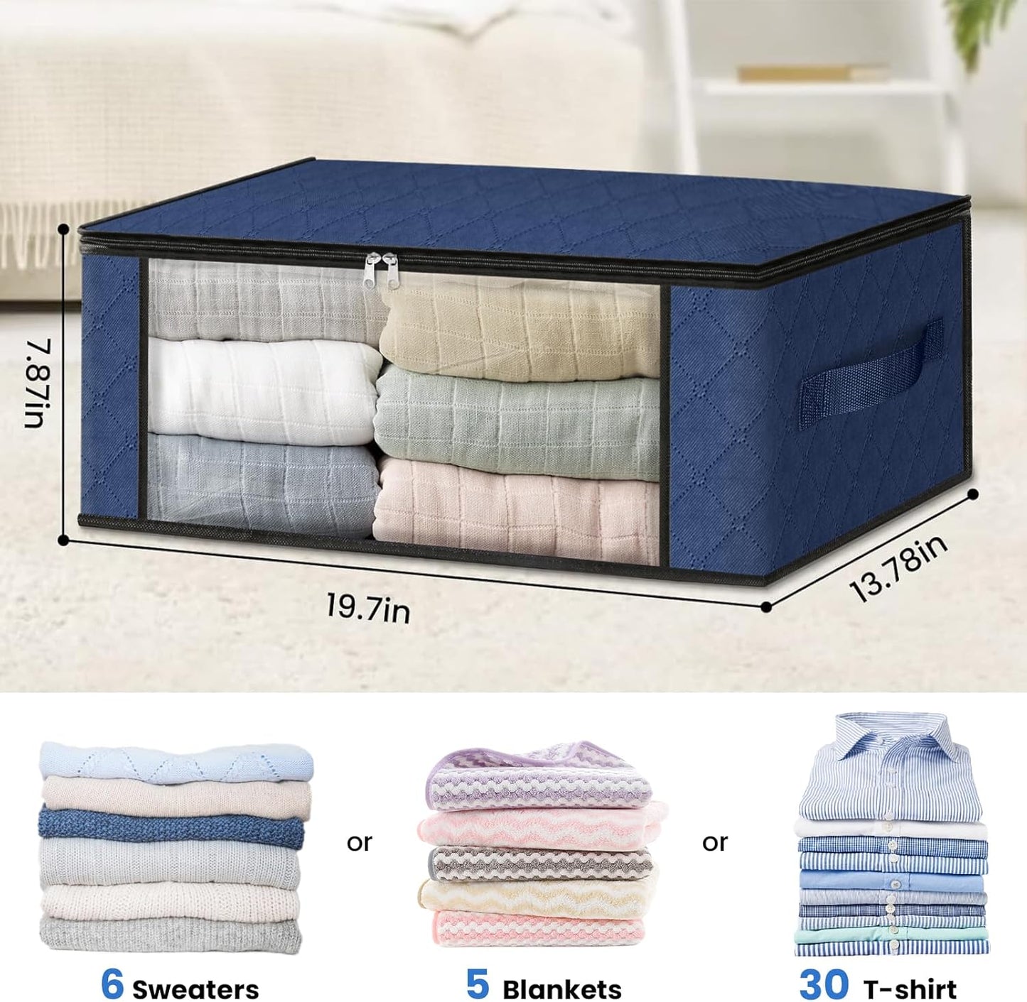 HomeHacks Storage 10-Pack Clothes Organizer Storage Bags Foldable Storage Box with Large Clear