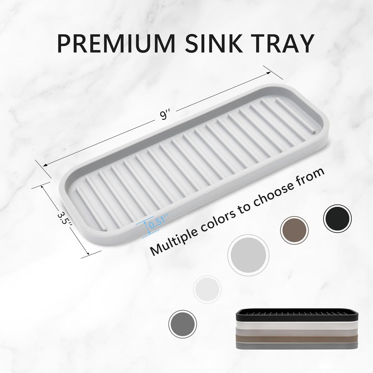 Silicone Sponge Holder Kitchen Sink Organizer Tray Dish Caddy Soap Dispenser, Scrubber Spoon
