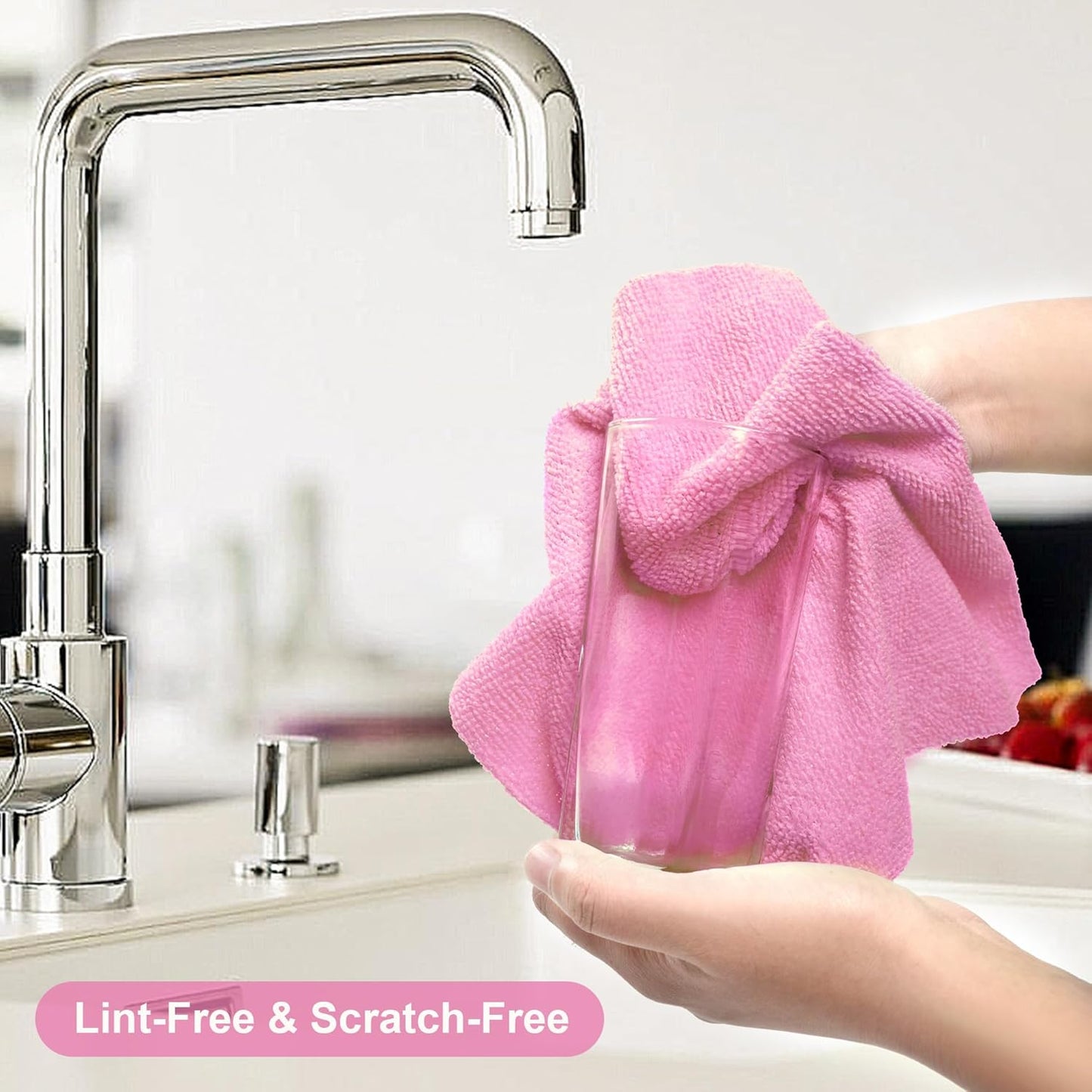 LIVOS Microfiber Cleaning Cloth Roll - 80 Pack, Reusable Paper Towels Pink Tear Away, Microfiber