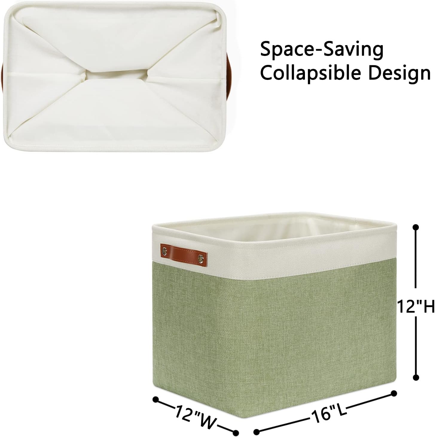 DULLEMELO 2-Pack Large Storage Baskets for Organizing 16"x12"x12" Canvas Fabric Storage Basket Bins