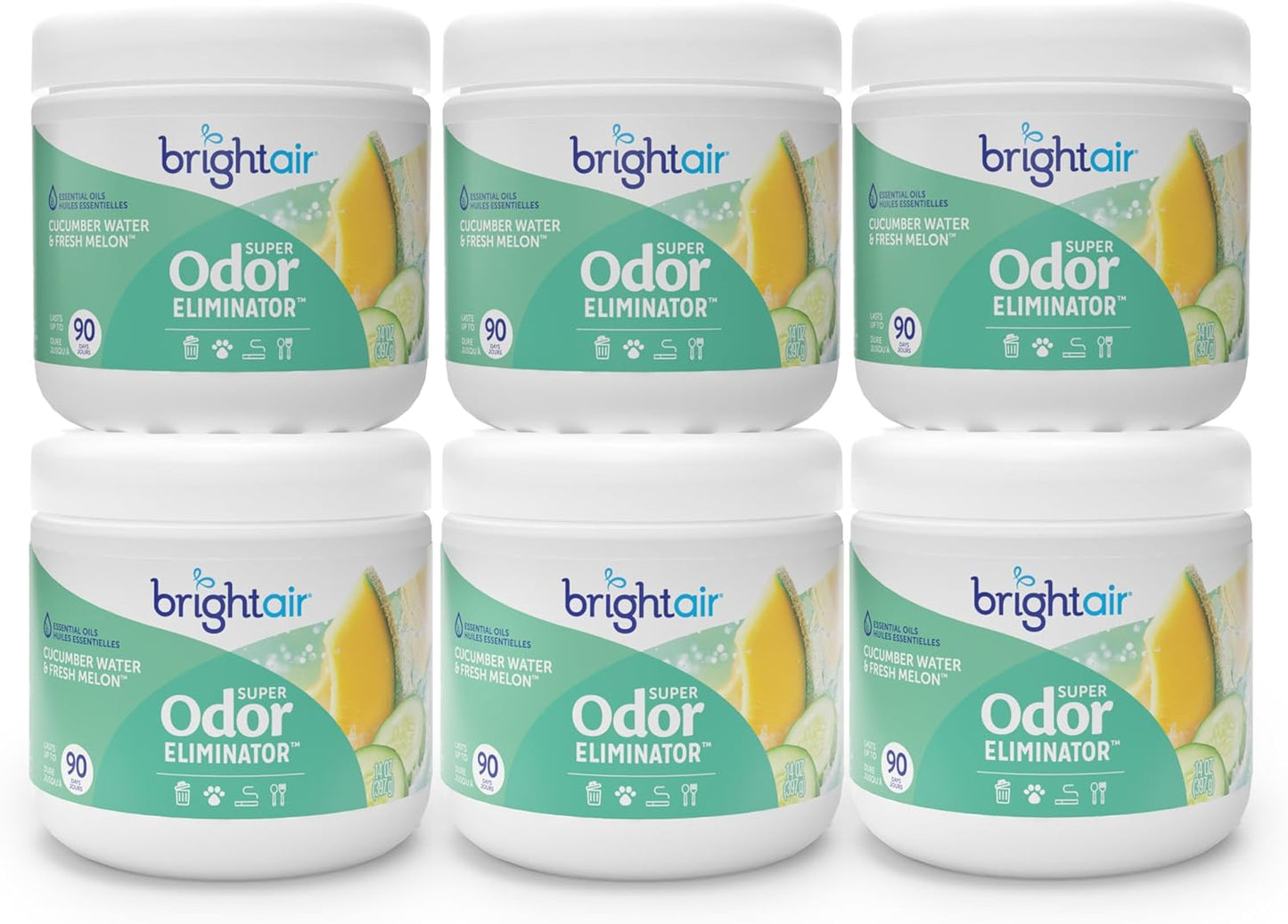 Bright Air 14 oz. Super Odor Eliminator, For Medium-Size Spaces, Cucumber Water & Fresh Melon
