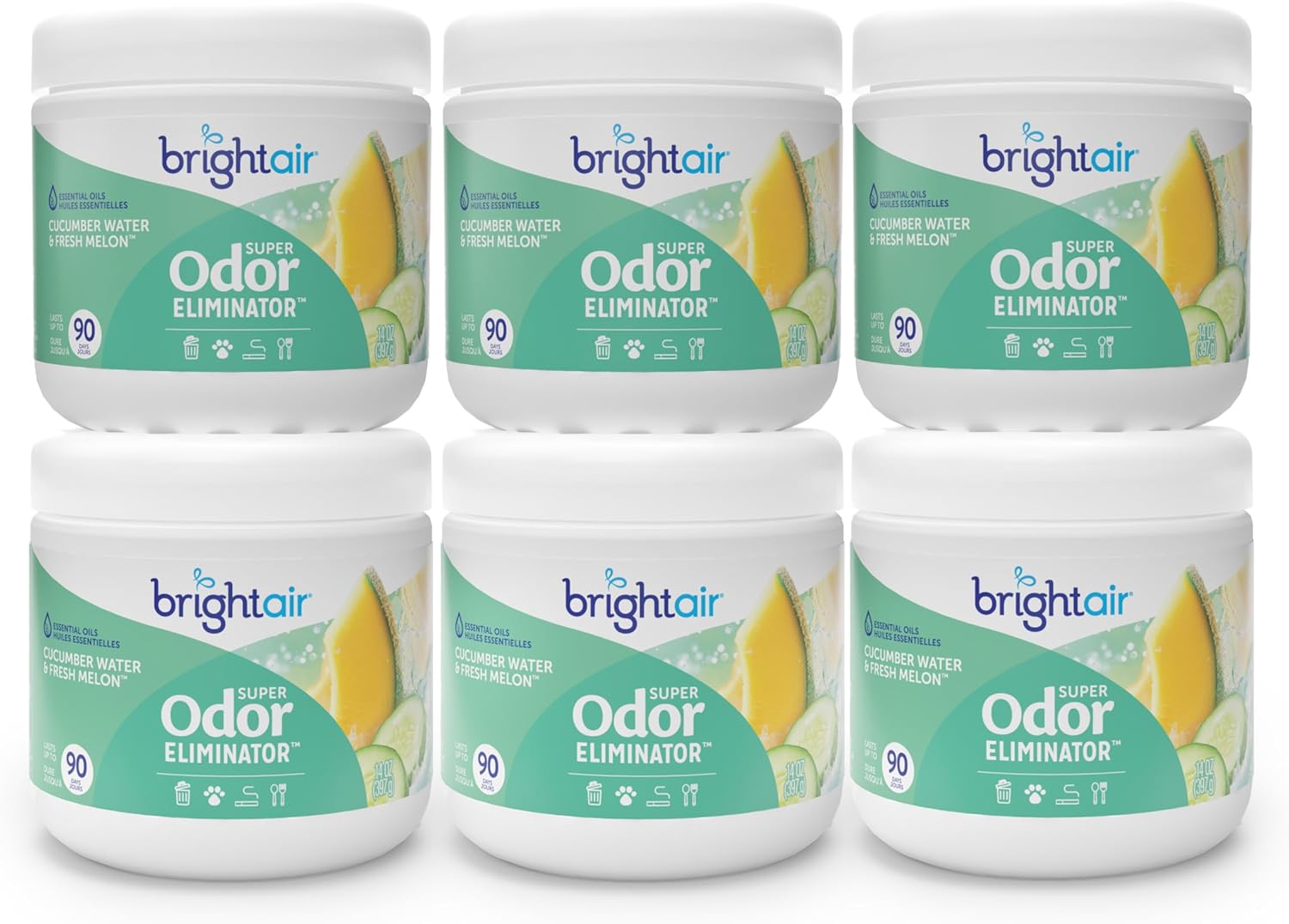 Bright Air 14 oz. Super Odor Eliminator, For Medium-Size Spaces, Cucumber Water & Fresh Melon