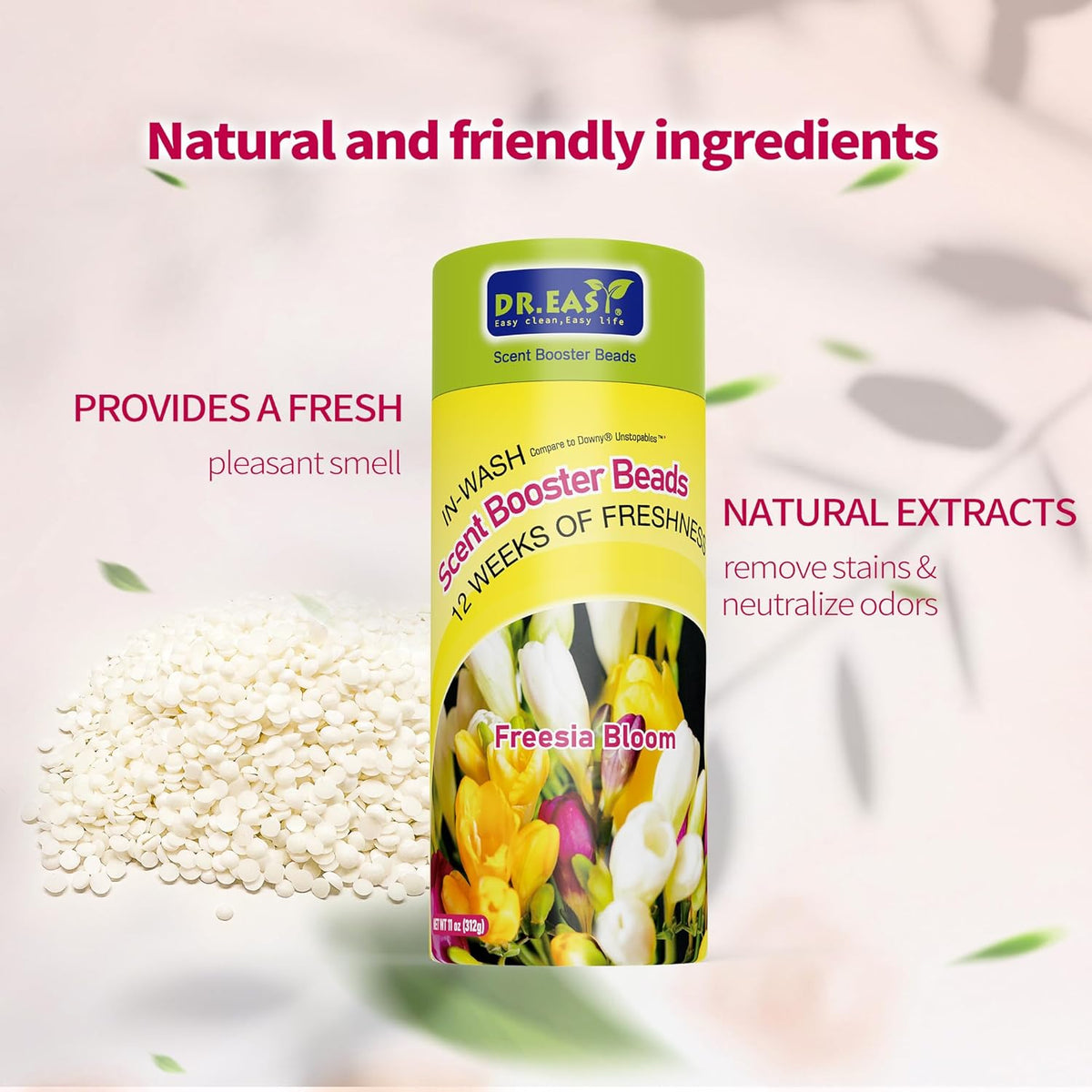 DR.EASY Laundry Scent Boosters 312g,Freesia Bloom Scent Boosters for Washer，Bulk Laundry Booster