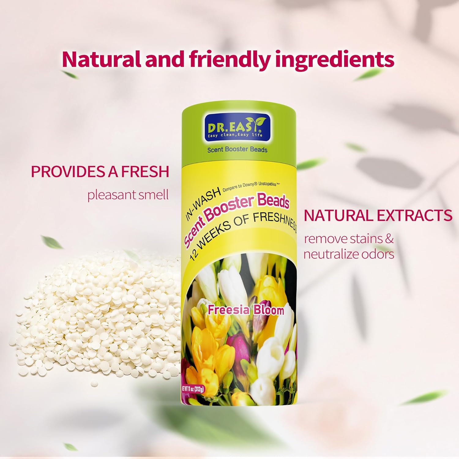 DR.EASY Laundry Scent Boosters 312g,Freesia Bloom Scent Boosters for Washer，Bulk Laundry Booster