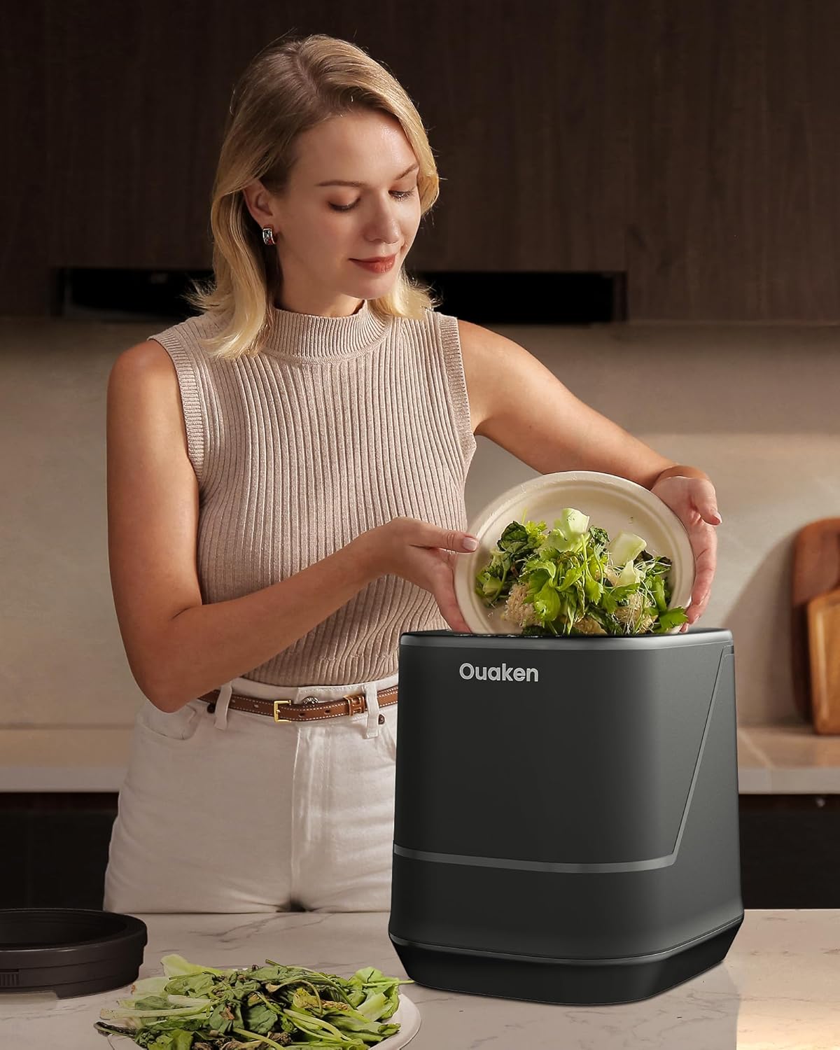 Electric Composter for Kitchen - 4L Countertop Indoor Compost Bin Smart Odorless Turn Kitchen Waste