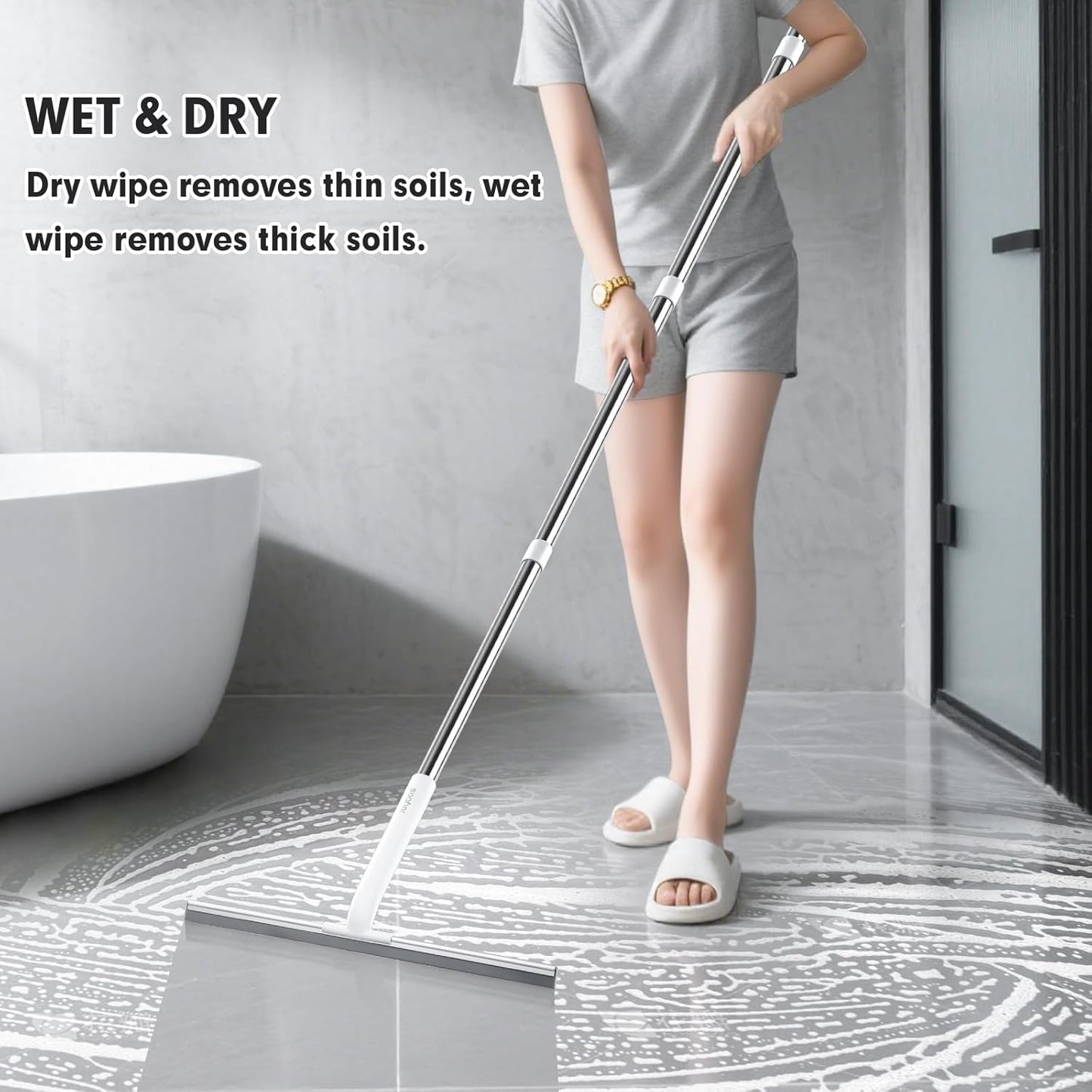 Rubber Floor Squeegee for Smooth Surface Concrete Floor, Tile Floor, Heavy Duty Garage Shower Floor
