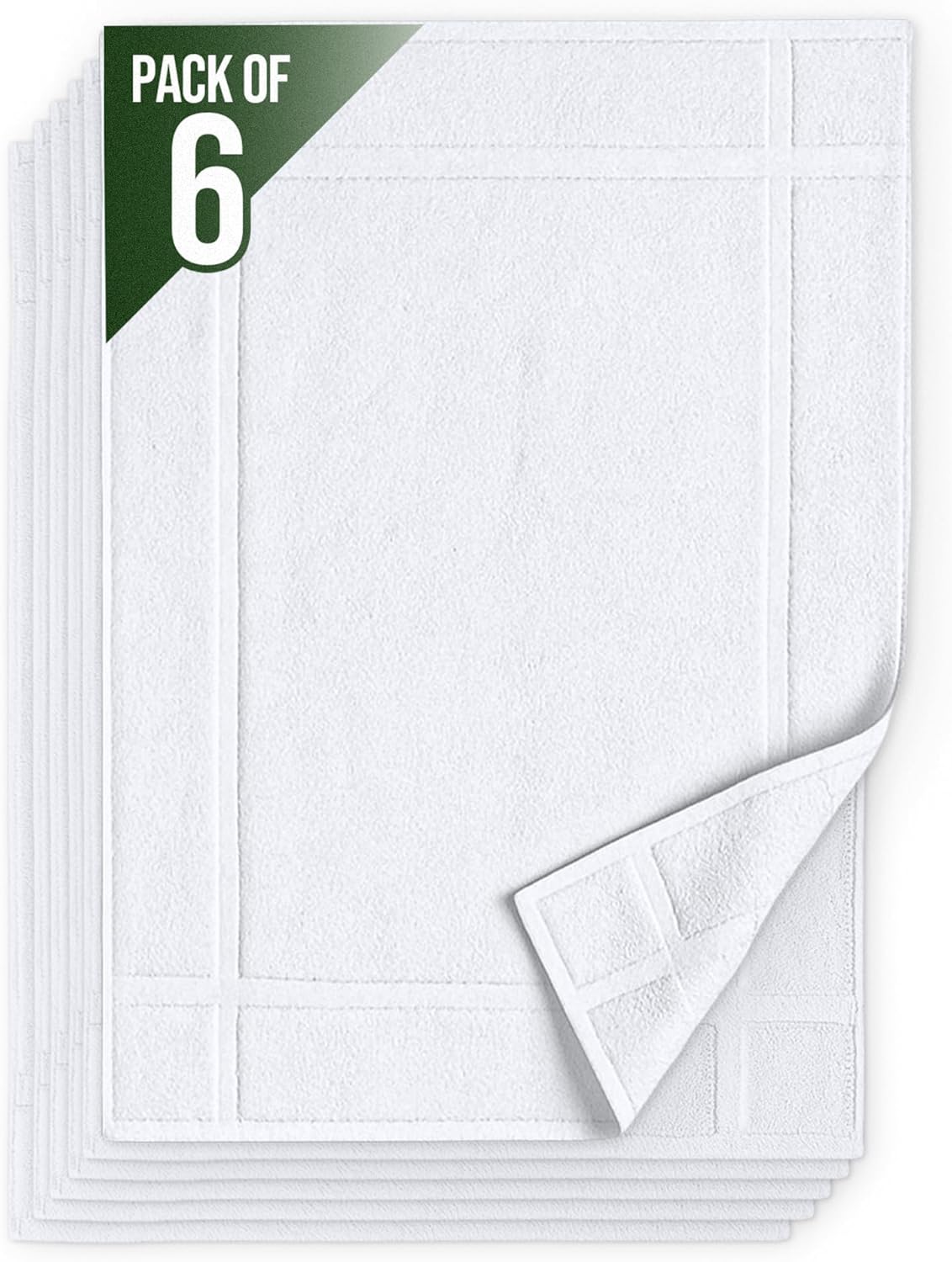 Pearl Linens Pack of 6 100% Cotton Bath Mat 18x25 inches, Soft & Absorbent Quick Dry Bathroom Mat