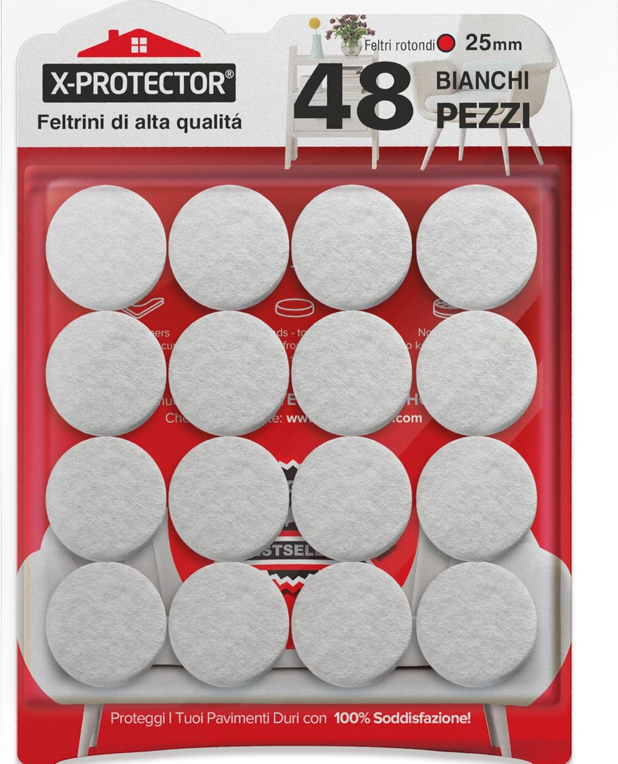 Felt Furniture Pads X-PROTECTOR - 48 Premium Felt Pads Floor Protector - Chair Felts Pads for