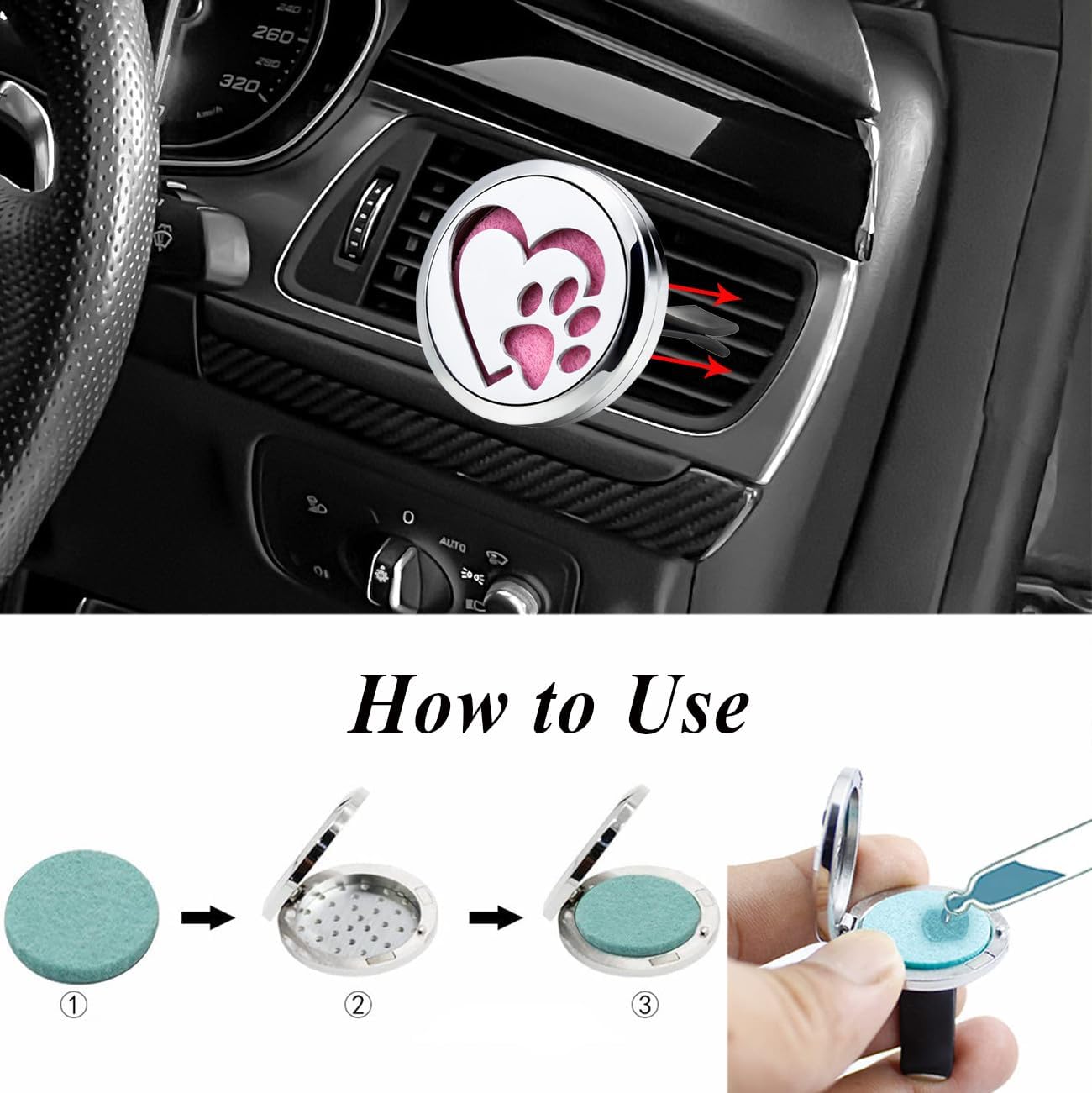 Love Dog Essential Oil Car Diffuser Vent Clips Air Freshener Car Accessories for Women Mother's