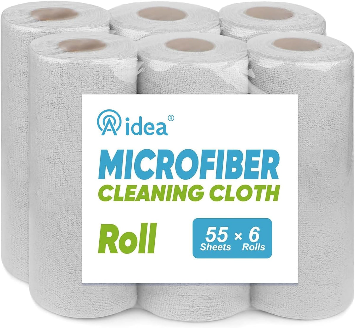 AIDEA Microfiber Cleaning Cloth 330 Sheets 6 Roll, Grey Microfiber Towels for Cars, Shop Towels