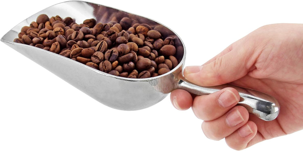 New Star Foodservice 34523 One-Piece Cast Aluminum Round Bottom Bar Ice Flour Utility Scoop