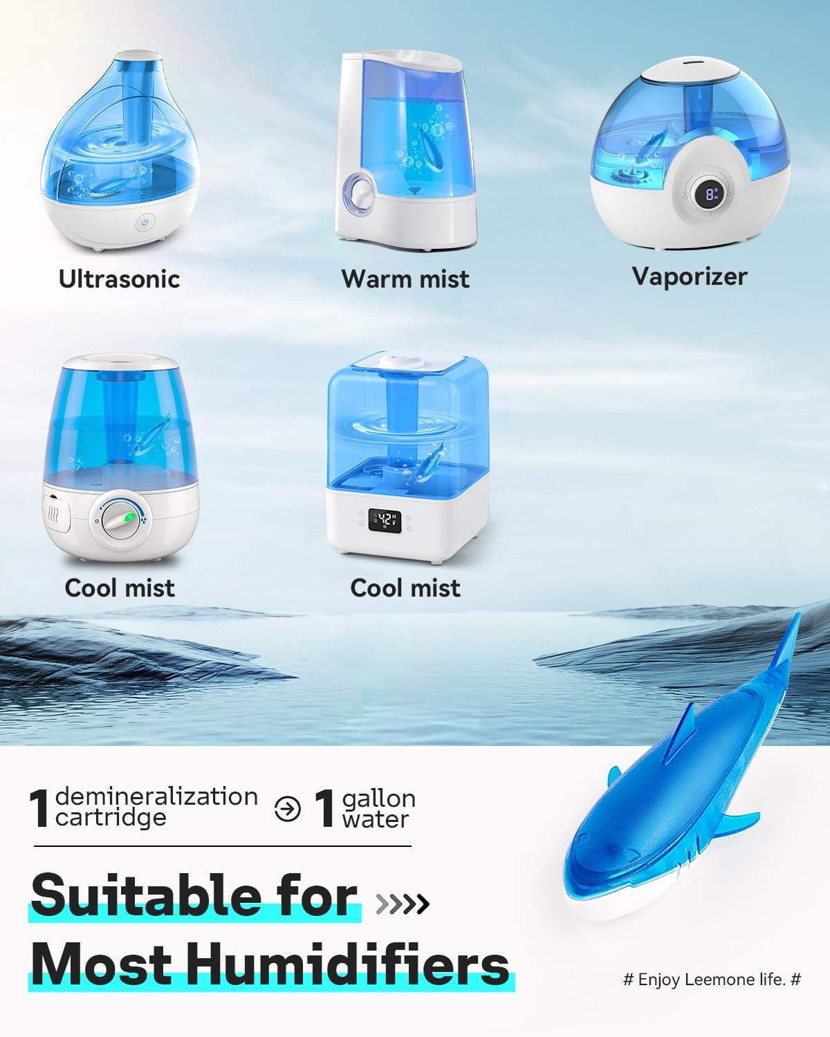 Leemone Humidifier Cleaner Shark, Demineralization Float Shark Compatible with All Humidifier and