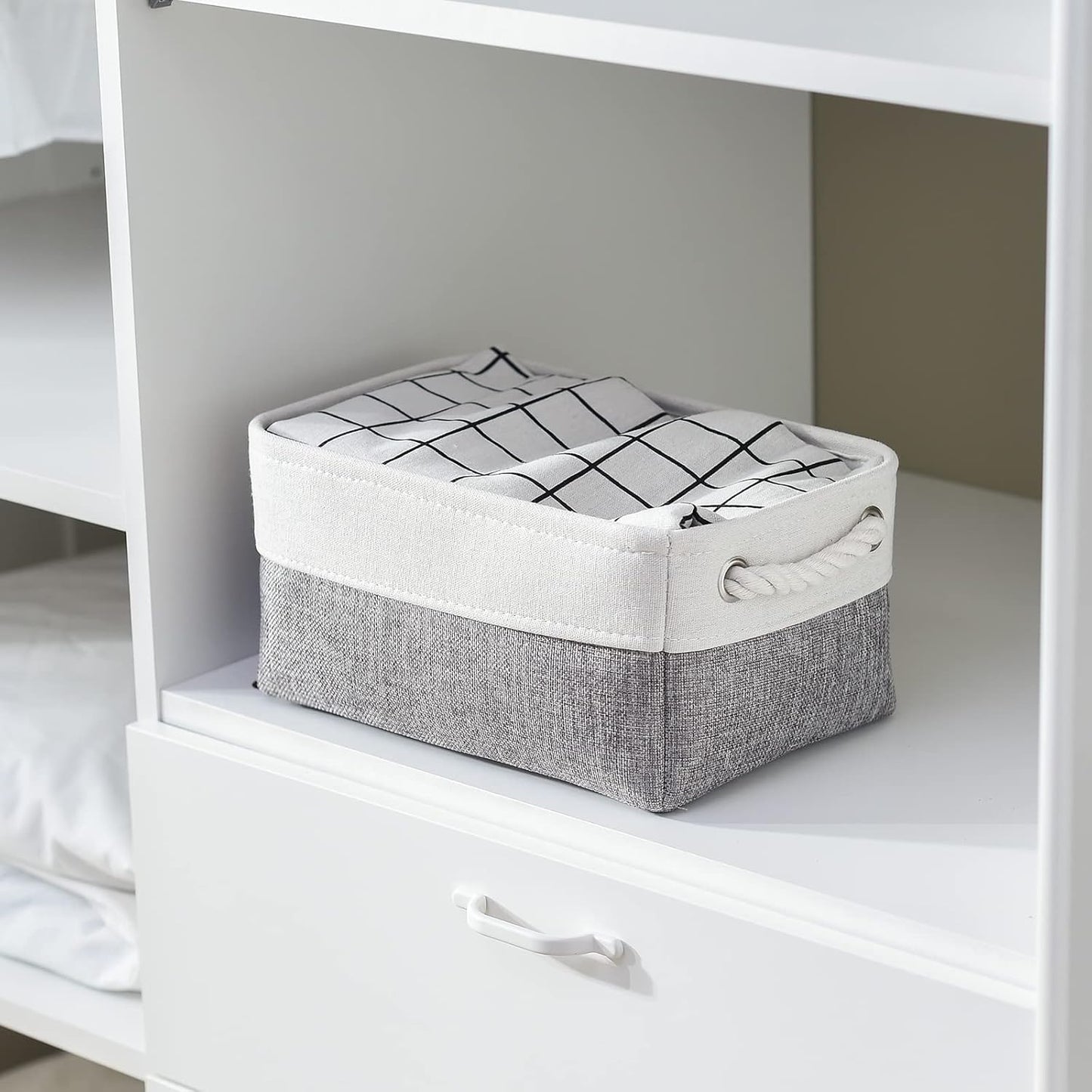 TheWarmHome Organization and Storage Basket for Shelves - 12x8x5.2 inch 1 Pack Fabric Storage