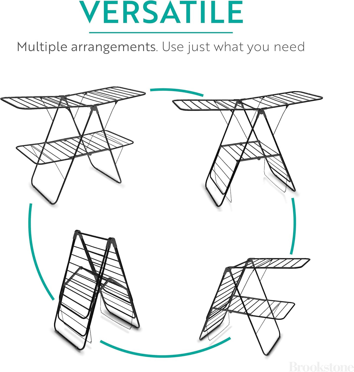 Brookstone 2 Tier Folding Rack – Indoor/Outdoor Collapsible Clothes Dryer Stand Laundry or Shoe