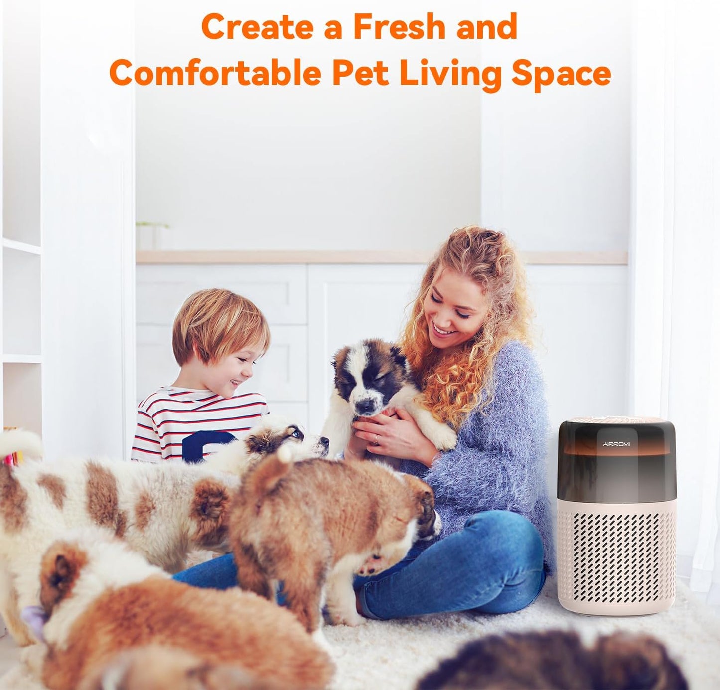 AIRROMI Air Purifier for Bedroom Home,HEPA Filter,Covers Upto 549 Ft²,Quiet 360°intake Air Cleaner
