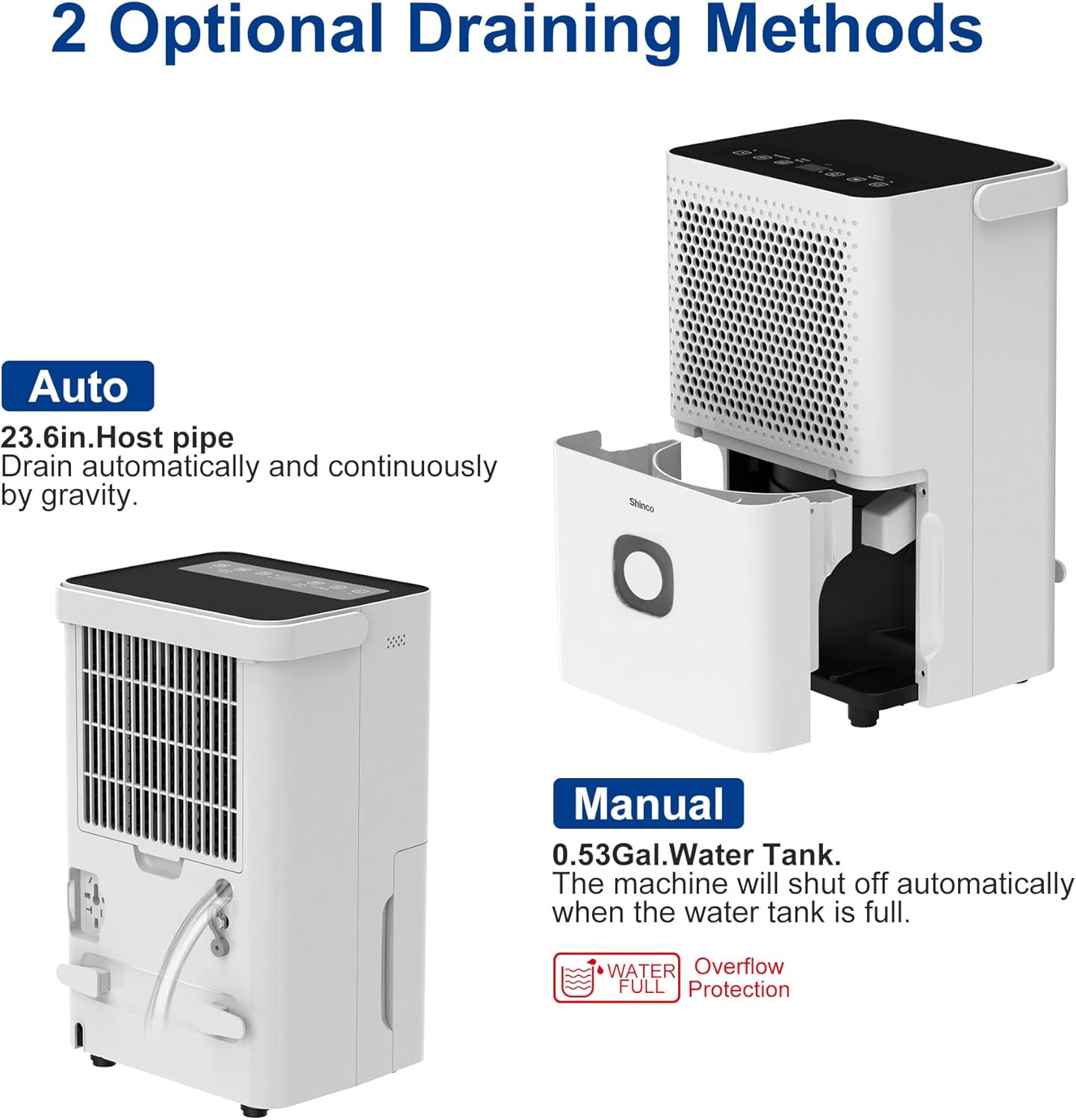 Shinco 30 Pints Dehumidifier for Home and Basements, 1500 Sq.Ft Dehumidifiers with Drain Hose, Auto