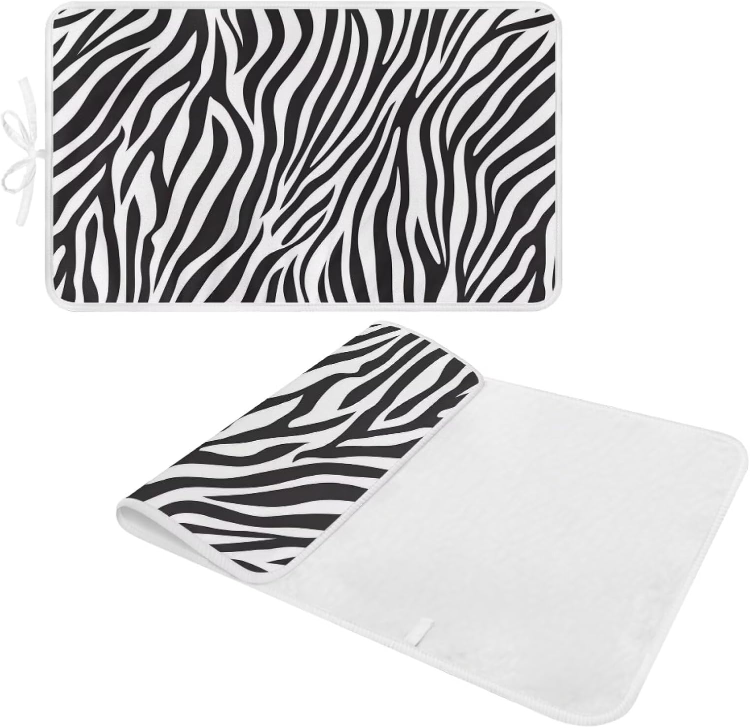 Zebra Print Ironing Mat Portable Iron Pad Magnetic Cover and Padding for Top of Washer, Dryer