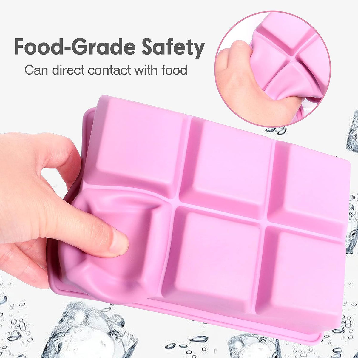 Silicone Ice Cube Trays 3 Pack - Large Size Silicone Ice Cube Molds with Leak Proof Removable Lid