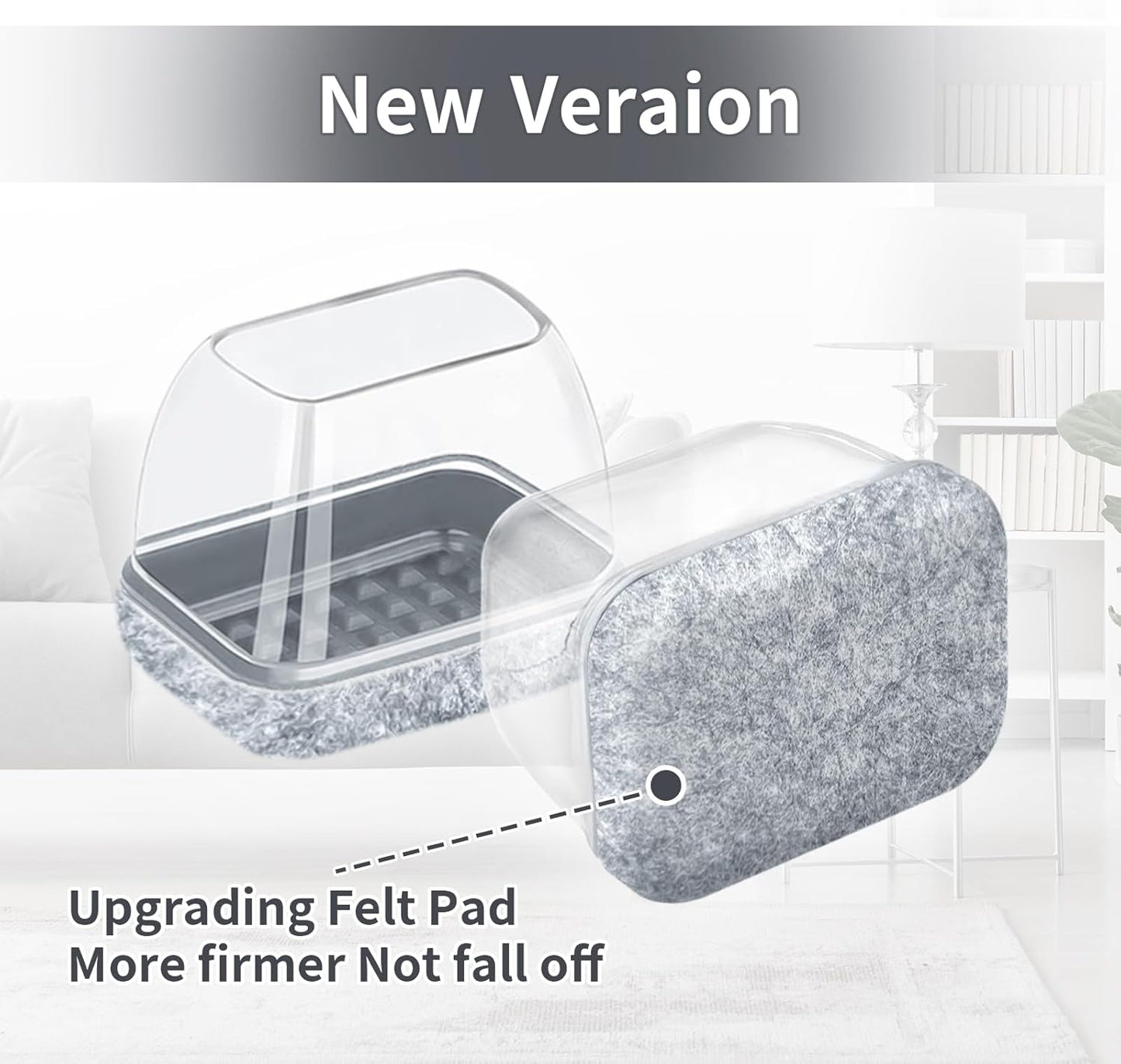 Ezprotekt 8 Pcs Rectangle Grey Felt Chair Leg Floor Protectors for Hardwood Floors, Rectangle