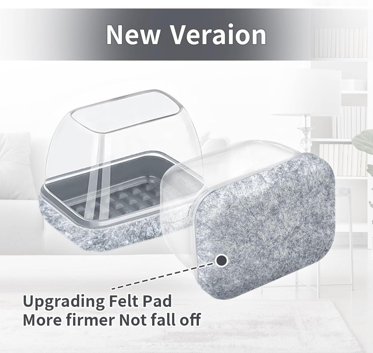 Ezprotekt 16 Pcs Rectangle Grey Felt Chair Leg Floor Protectors for Hardwood Floors, Rectangle