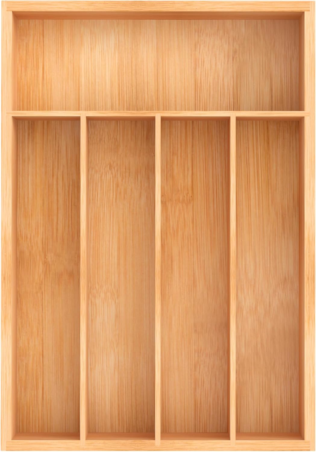 Bamboo Utensil Drawer Organizer, Kitchen Organizer for Flatware Cutlery, Silverware Tray for Drawer