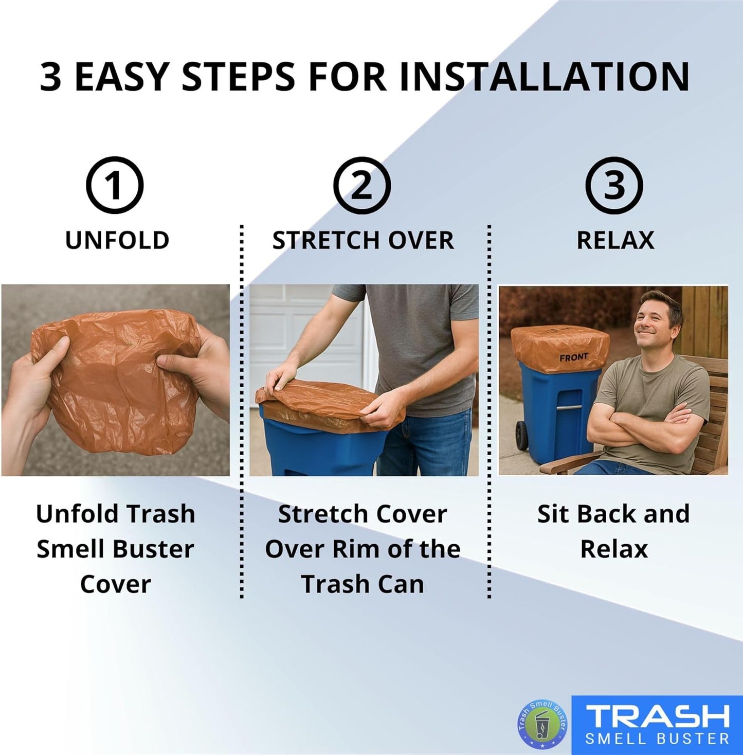 Trash Can Cover Biodegradable Odor Eliminating Bag with Elastic Band Lemon Scented Durable Chemical