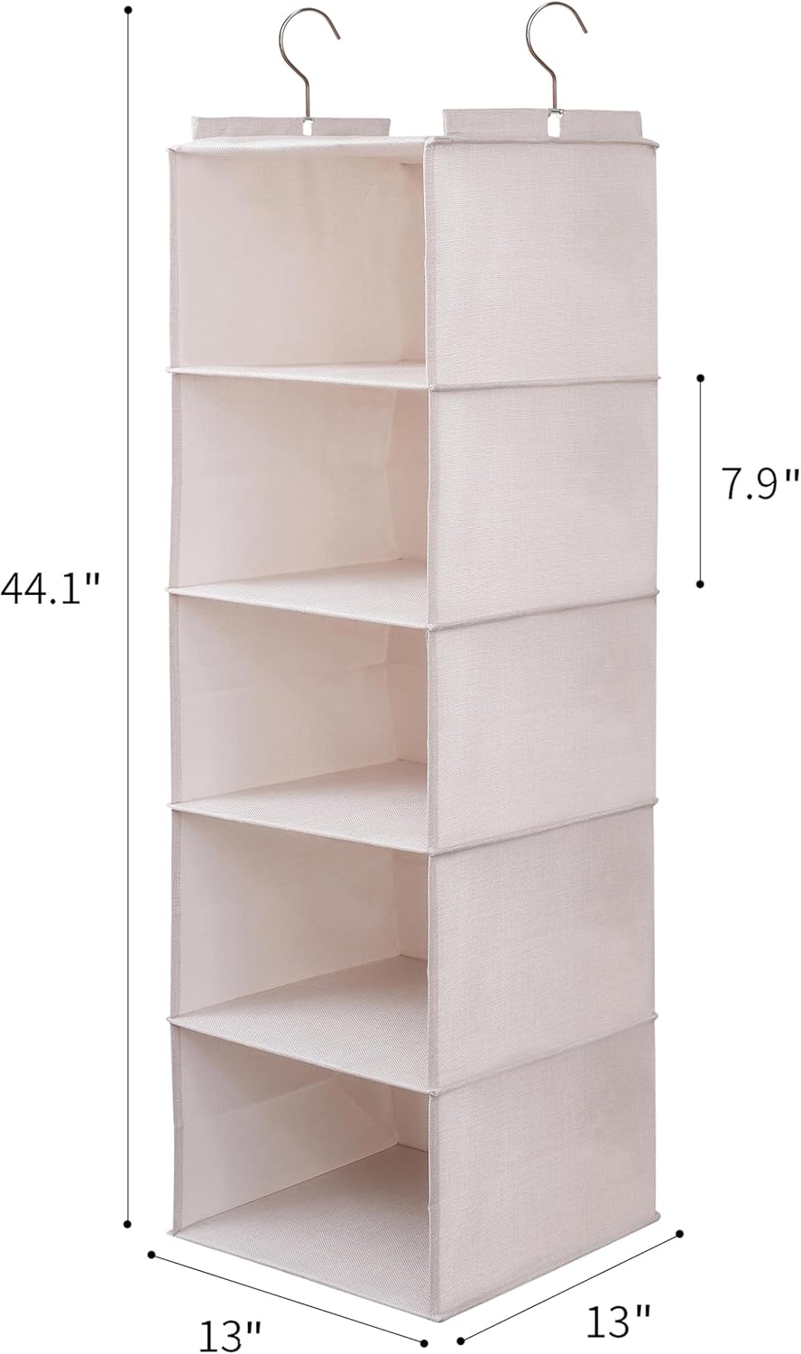 Large Hanging Sweater Organizer for Closet,Collapsible 6-Shelf Hanging Closet Shelves with Drawers